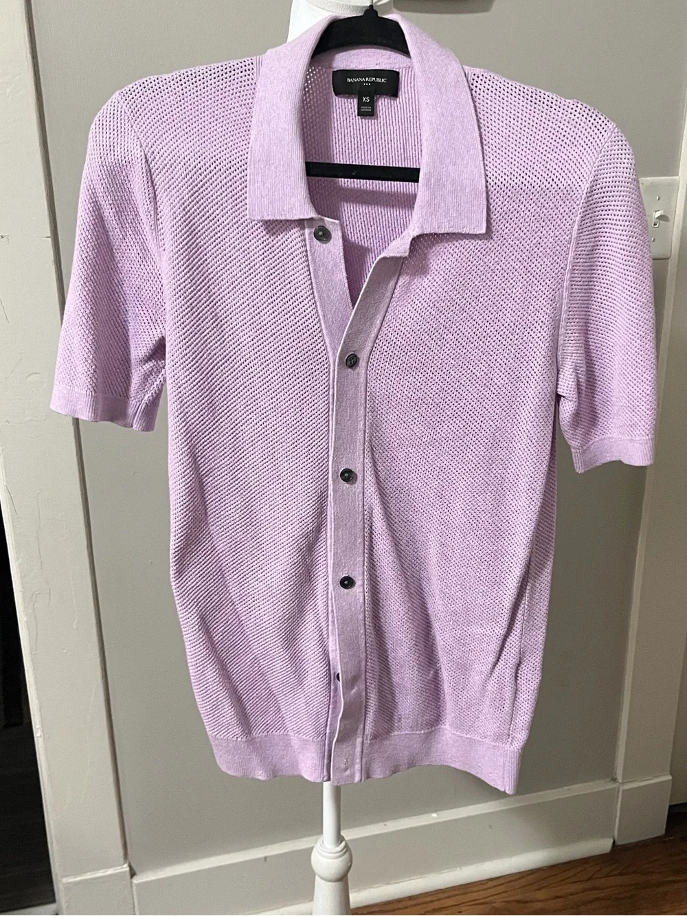 Banana Republic Lavender Knit Button-Down Polo